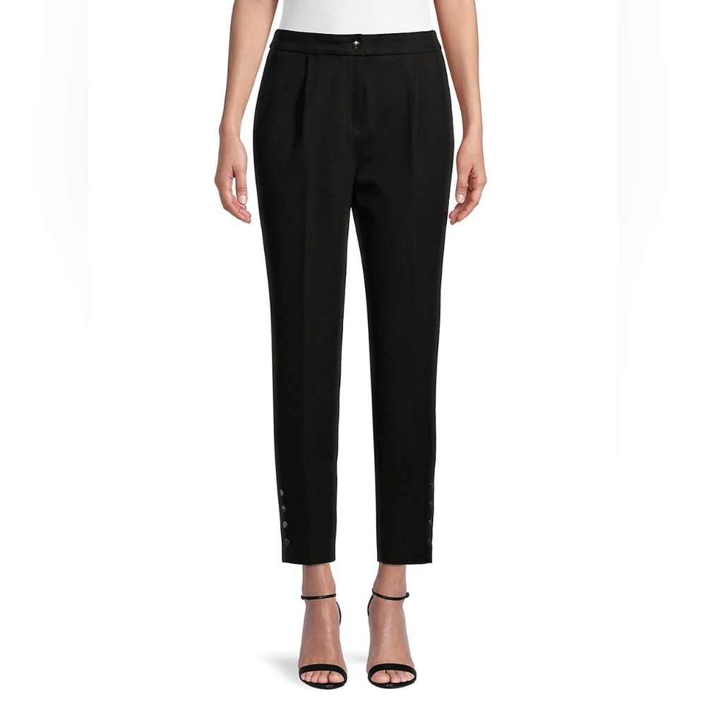 Calvin Klein Pleated Ponte Button-Trim Pants